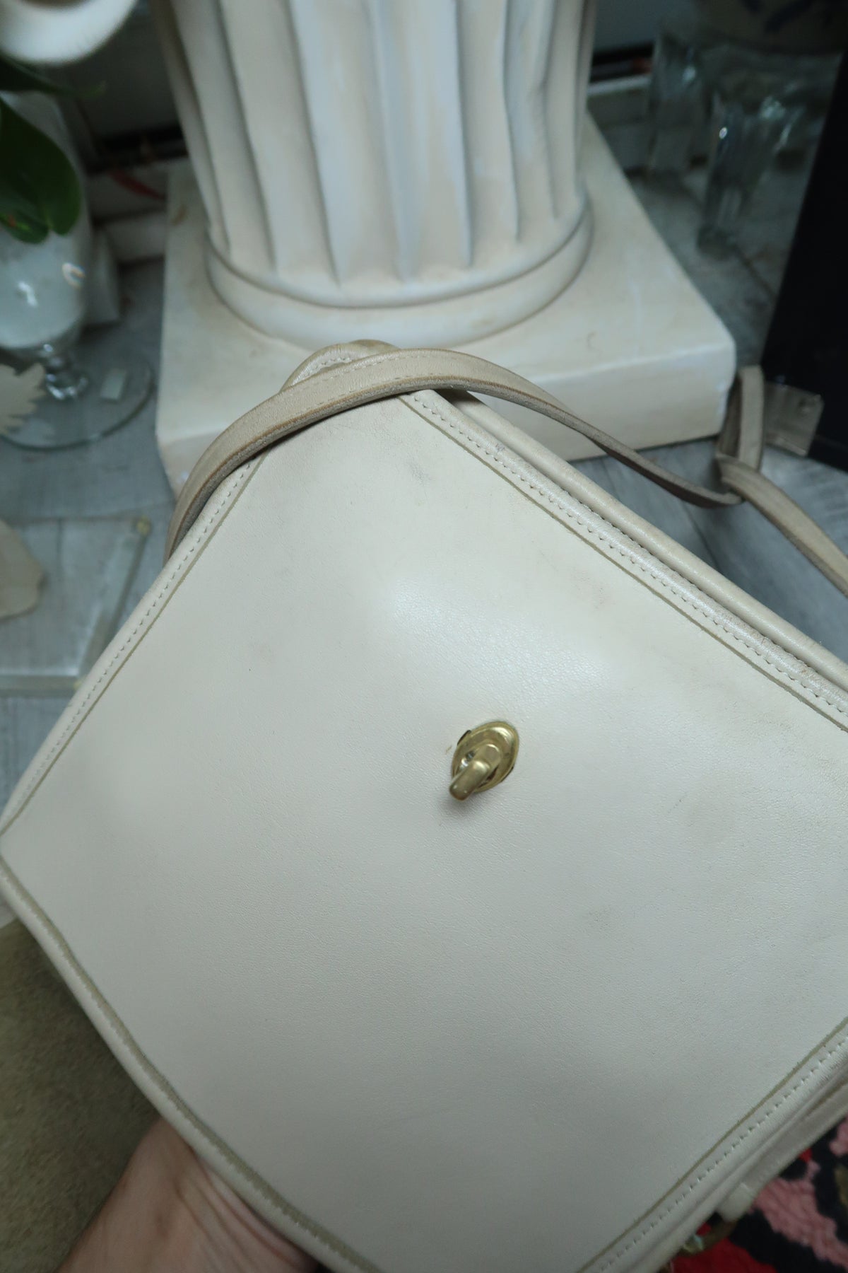 Vintage 90s Coach Bone Leather Station Bag