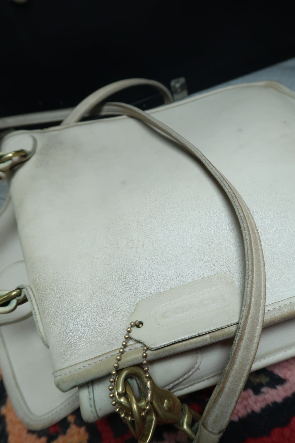 Vintage 90s Coach Bone Leather Station Bag