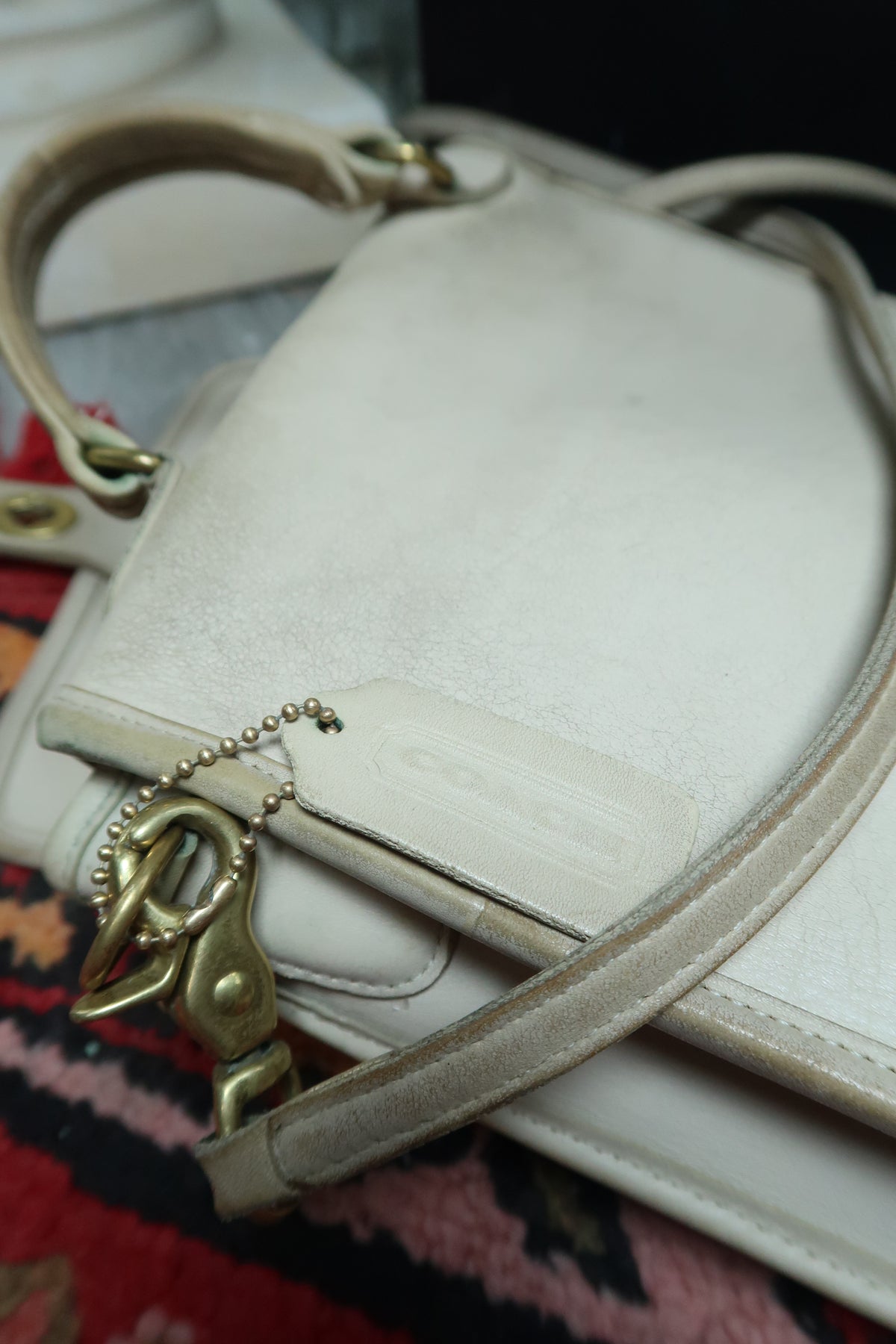 Vintage 90s Coach Bone Leather Station Bag