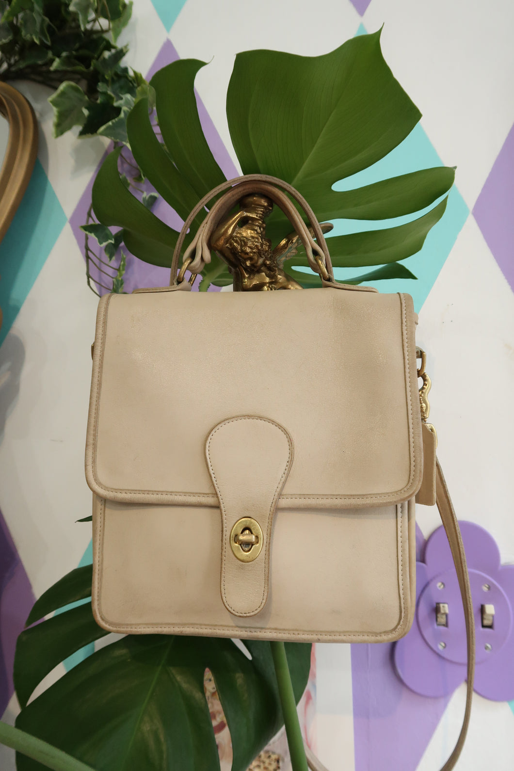 Vintage 90s Coach Bone Leather Station Bag