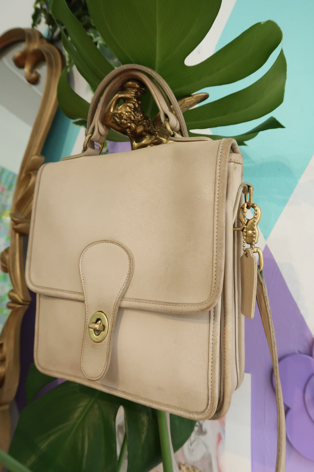 Vintage 90s Coach Bone Leather Station Bag
