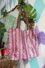 Load image into Gallery viewer, Pink Faux Snakeskin Tote Bag – Statement Shopper Tote
