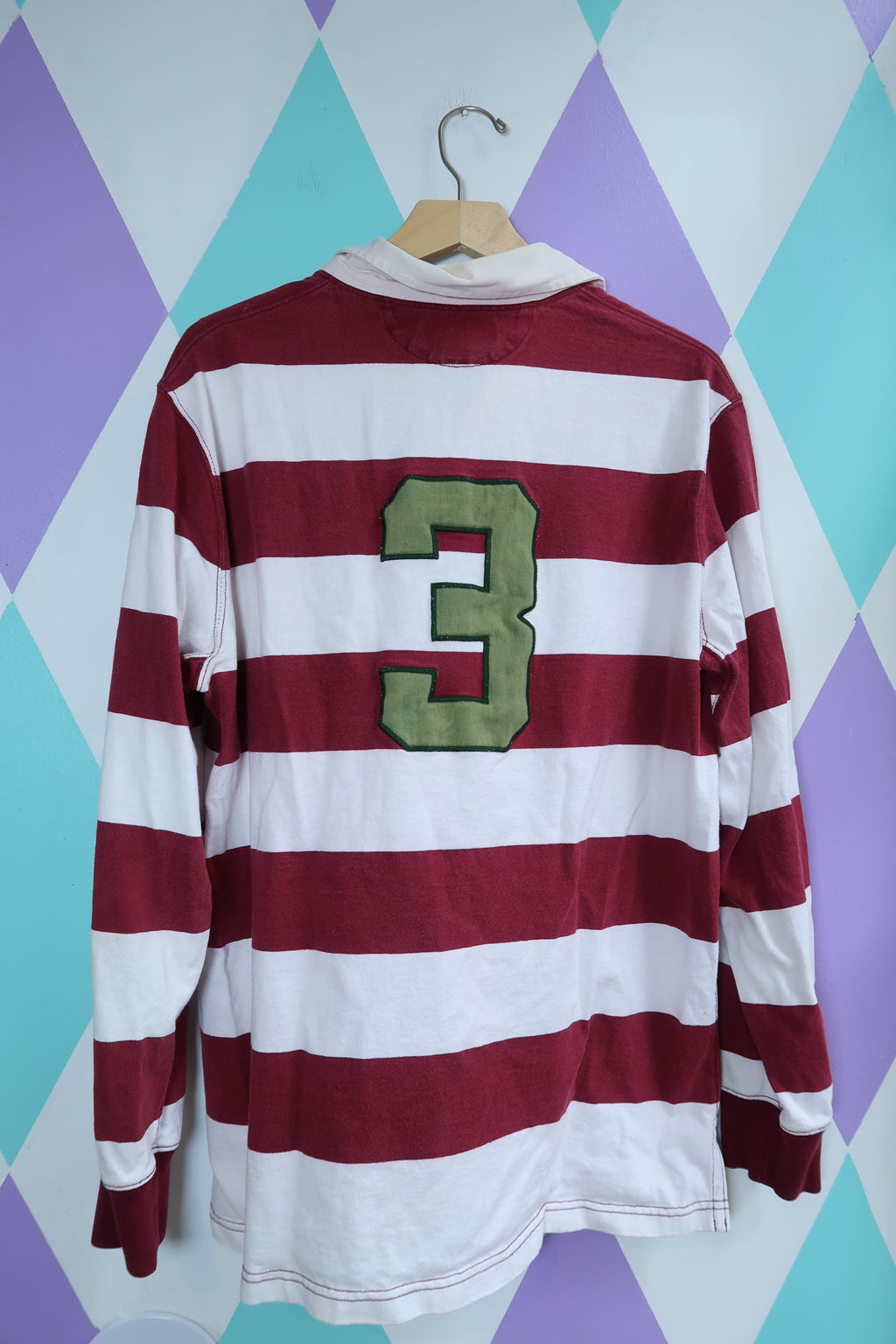 Vintage Polo Ralph Lauren Rugby Shirt – Maroon & White Stripe