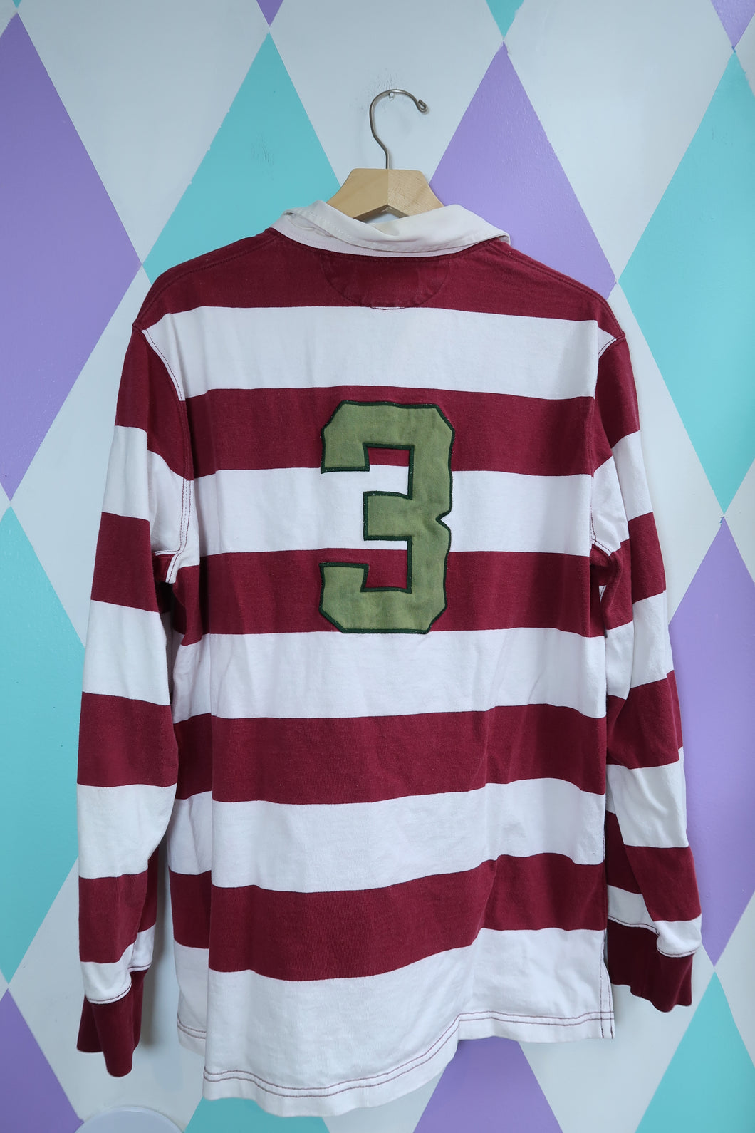 Vintage Polo Ralph Lauren Rugby Shirt – Maroon & White Stripe