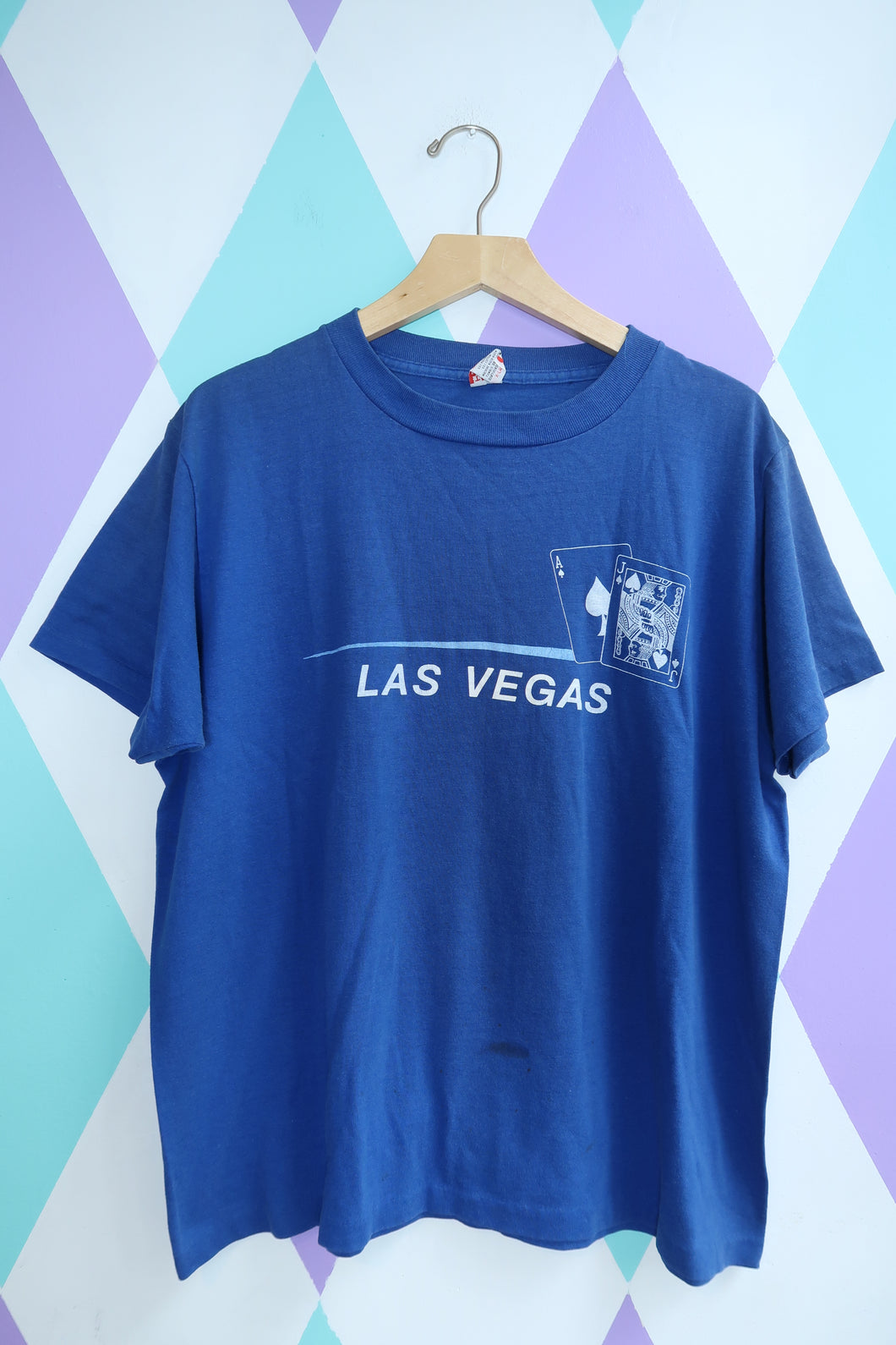 Vintage Las Vegas Souvenir Tee – Blue 90s Casino Graphic T-Shirt