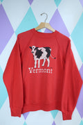Vintage 90s Vermont Cow Graphic Crewneck Sweatshirt – Red