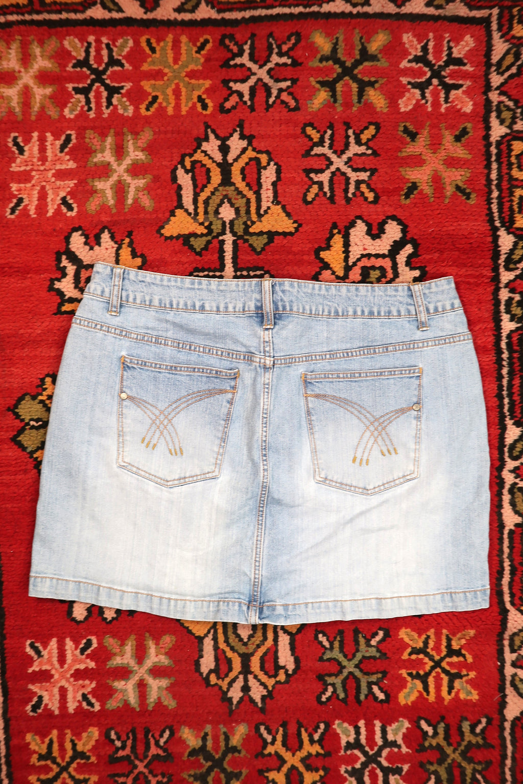 Vintage 2000s Light Wash Denim Cargo Mini Skirt