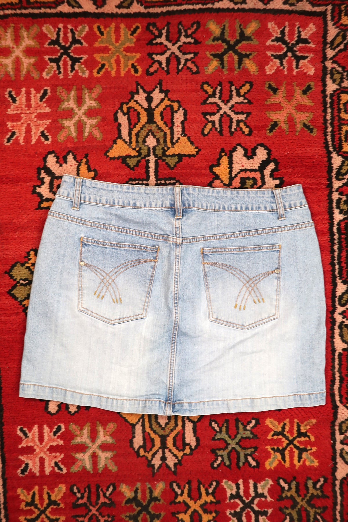 Vintage 2000s Light Wash Denim Cargo Mini Skirt