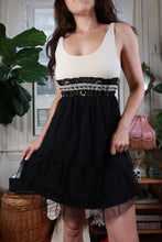 Load image into Gallery viewer, Vintage 2000s Delia’s Black &amp; Beige Lace Trim Tiered Babydoll Dress
