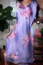 Load image into Gallery viewer, Vintage 100% Silk Lavender Floral Slip Dress
