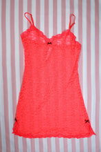 Load image into Gallery viewer, 2000s Victoria’s Secret Neon Coral Sheer Lace Slip Dress
