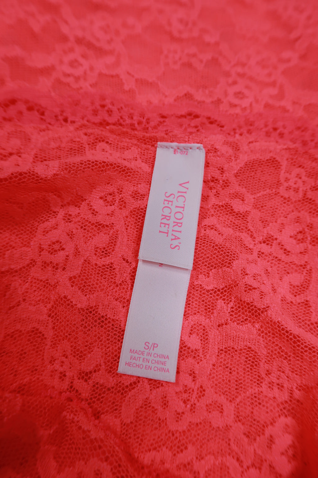 2000s Victoria’s Secret Neon Coral Sheer Lace Slip Dress
