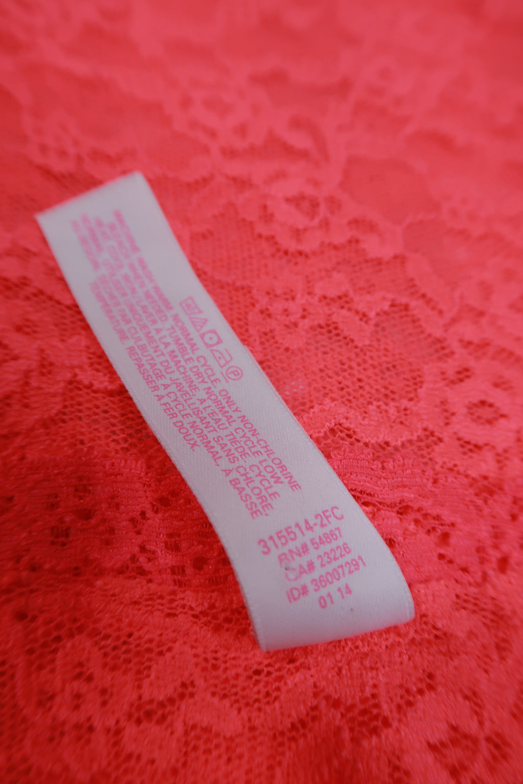 2000s Victoria’s Secret Neon Coral Sheer Lace Slip Dress