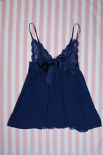 Load image into Gallery viewer, Victoria’s Secret Navy Blue Lace Babydoll Camisole Top
