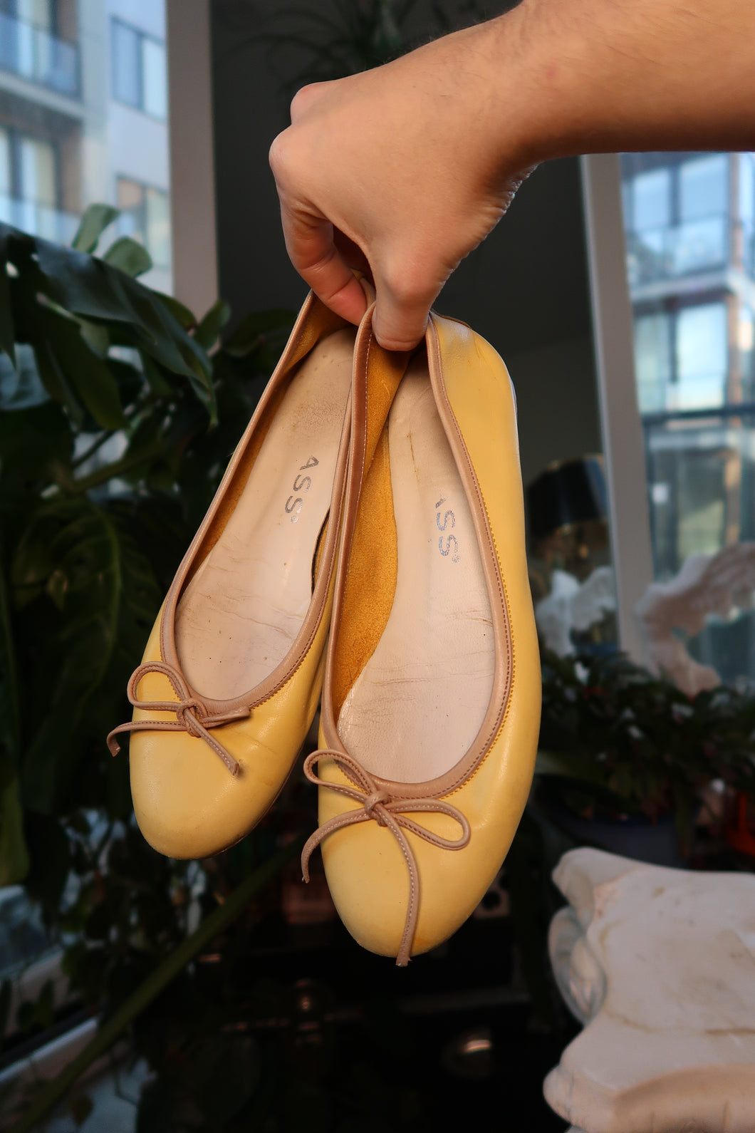 Vintage Yellow and Beige Ballet Flats