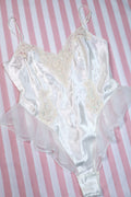 NWT Vintage 90s Victoria’s Secret White Satin Lace Teddy Bodysuit - Elektra Vintage
