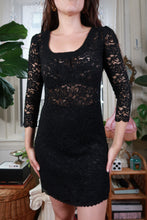 Load image into Gallery viewer, Vintage Diane Von Furstenberg Black Lace Sheath Mini Dress
