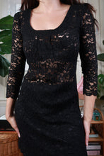 Load image into Gallery viewer, Vintage Diane Von Furstenberg Black Lace Sheath Mini Dress
