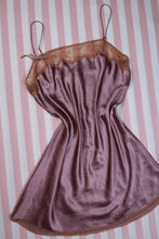 Load image into Gallery viewer, 2000s Victoria’s Secret Mauve Satin Lace Trim Slip Dress
