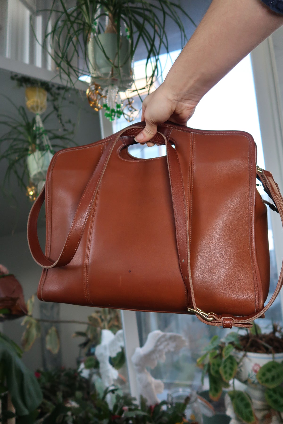 Vintage Coach 9995 Brown Leather Zip Top Tote Briefcase Shoulder Bag W/ Strap