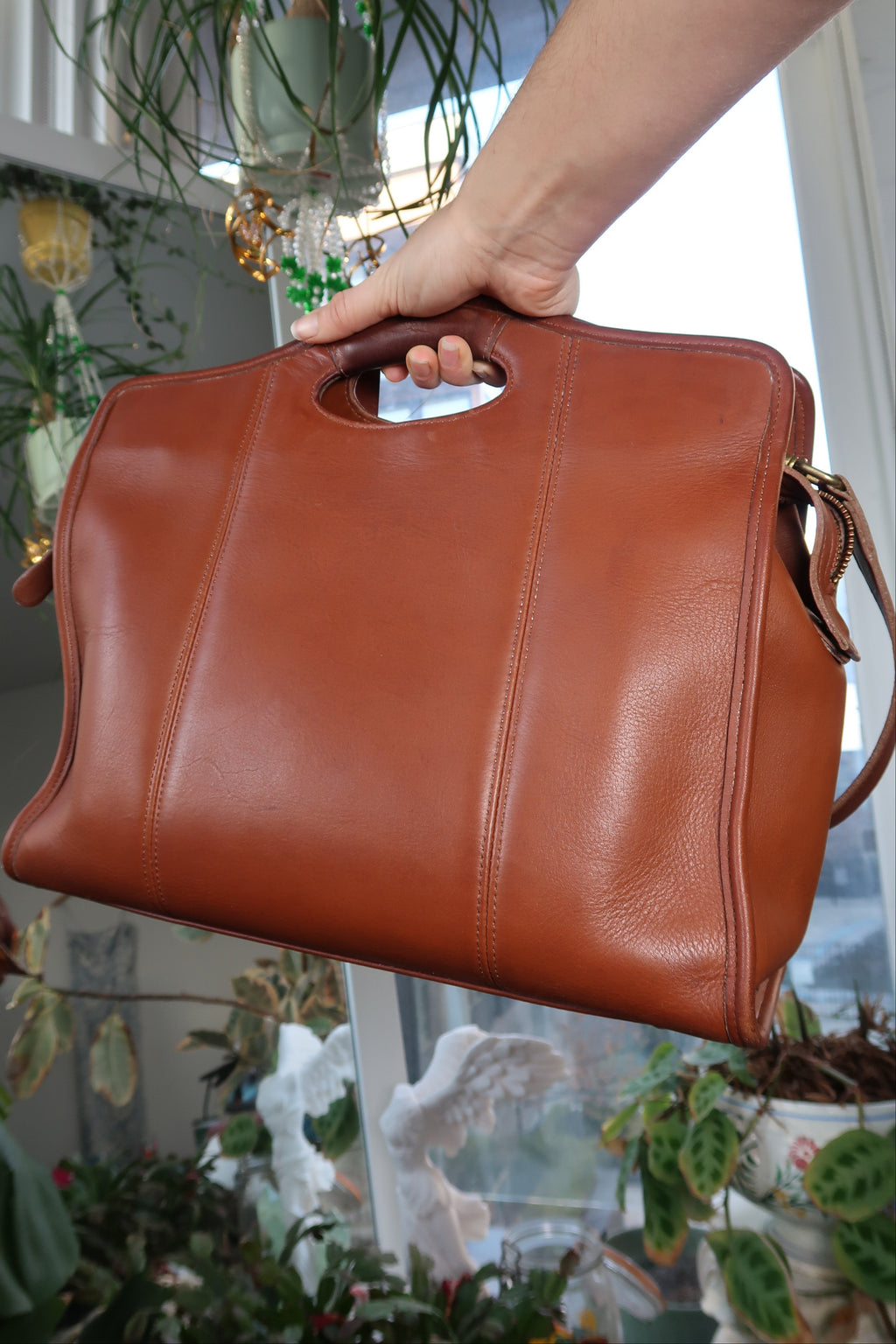 Vintage Coach 9995 Brown Leather Zip Top Tote Briefcase Shoulder Bag W/ Strap