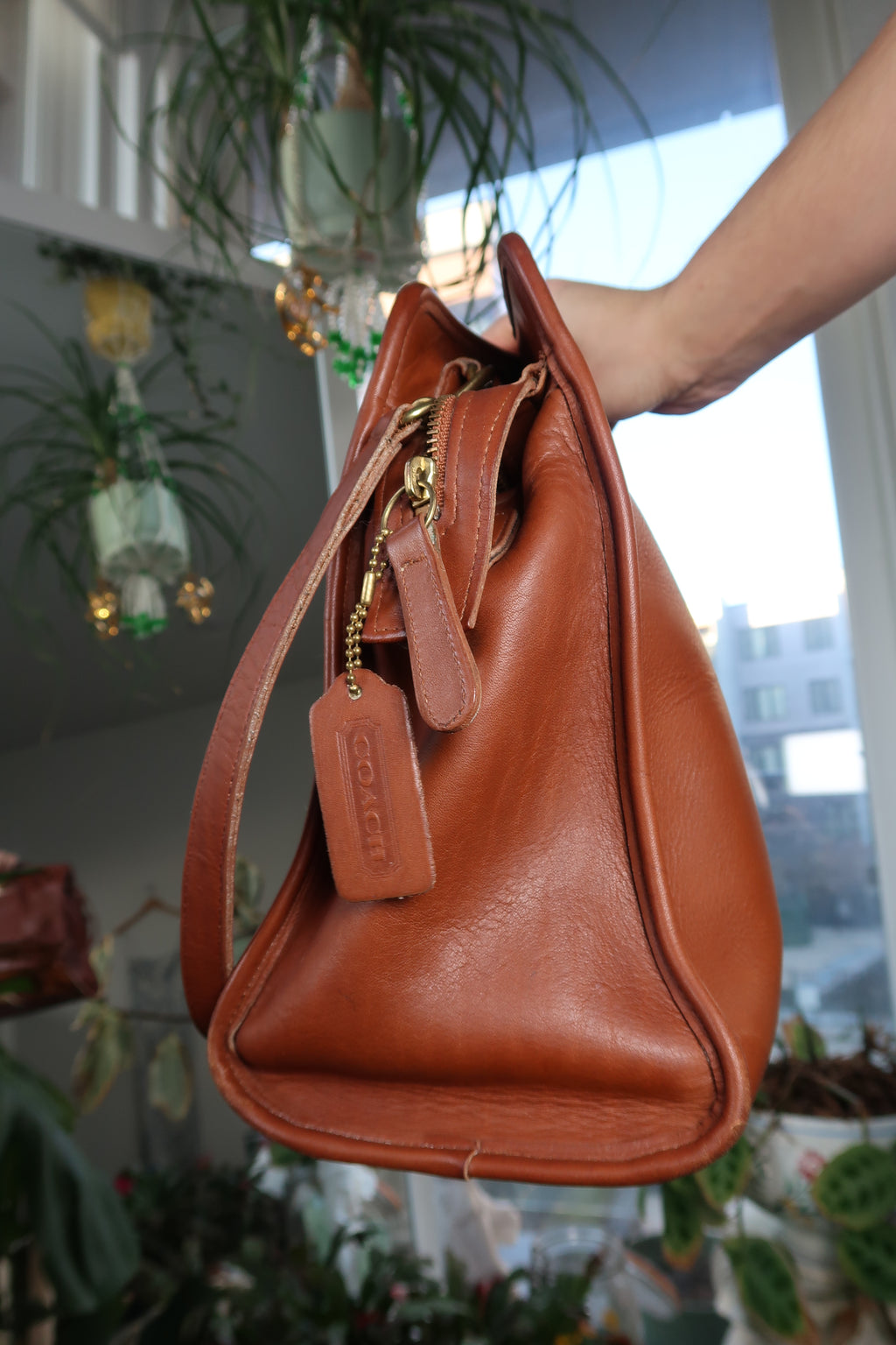 Vintage Coach 9995 Brown Leather Zip Top Tote Briefcase Shoulder Bag W/ Strap