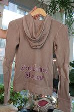 Load image into Gallery viewer, Vintage Juicy Couture Waffle Knit Zip Hoodie – “Prep School Dropout” Burnout Velvet Lettering
