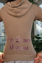 Load image into Gallery viewer, Vintage Juicy Couture Waffle Knit Zip Hoodie – “Prep School Dropout” Burnout Velvet Lettering
