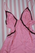 Load image into Gallery viewer, Vintage 2000s Victoria’s Secret Pink Silk Slip Dress with Black Trim - Elektra Vintage
