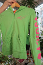 Load image into Gallery viewer, Vintage Juicy Couture “Angel” Zip-Up Hoodie – Green with Pink Sleeve Text
