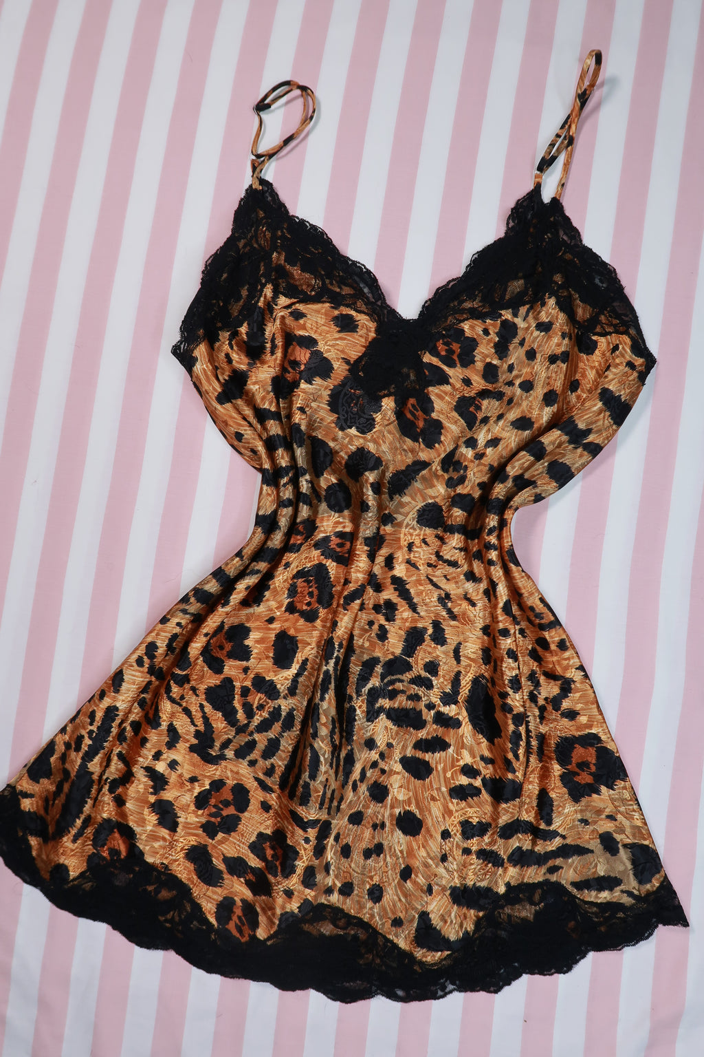 Vintage Gold Label Victoria’s Secret Leopard Lace Slip Dress - Elektra Vintage