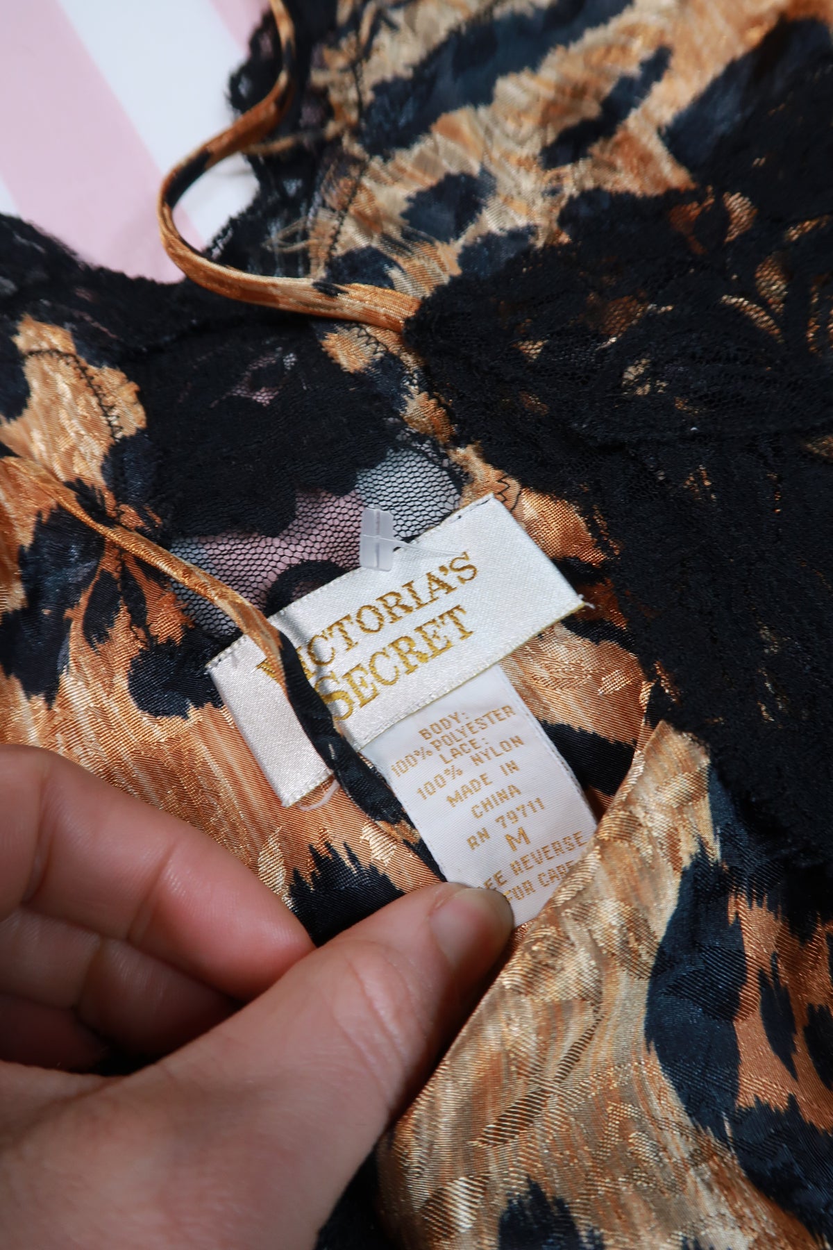 Vintage Gold Label Victoria’s Secret Leopard Lace Slip Dress - Elektra Vintage