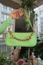Load image into Gallery viewer, Vintage Juicy Couture Lime Green Shoulder Bag with Gold Chain Charm Detail
