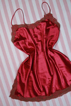Load image into Gallery viewer, Vintage 2000s Victoria’s Secret Red Satin Lace Trim Slip Dress - Elektra Vintage
