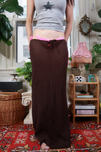 Load image into Gallery viewer, Vintage Y2K Chocolate Brown Tie Front Sheer Maxi Skirt
