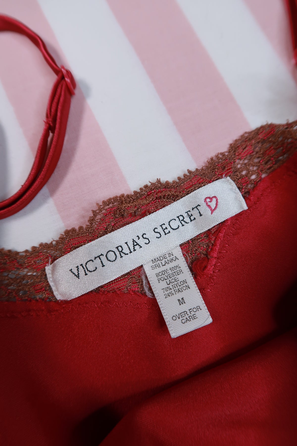 Vintage 2000s Victoria’s Secret Red Satin Lace Trim Slip Dress - Elektra Vintage