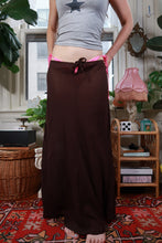 Load image into Gallery viewer, Vintage Y2K Chocolate Brown Tie Front Sheer Maxi Skirt
