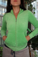 Load image into Gallery viewer, Vintage Juicy Couture Lime Green Terry Cloth Collared Zip-Up
