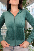 Load image into Gallery viewer, Vintage Juicy Couture Velour Zip Hoodie – Teal Velour Tracksuit Jacket
