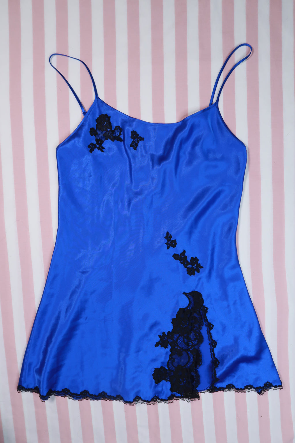 Victoria's Secret Blue Satin Slip Dress - Elektra Vintage