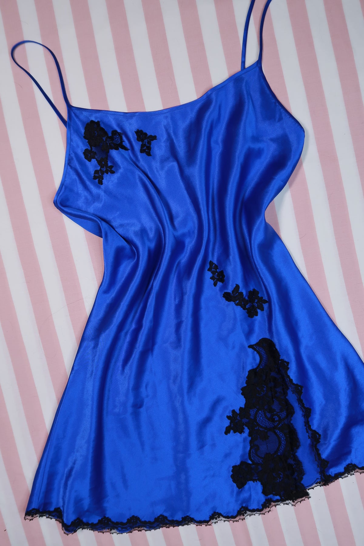 Victoria's Secret Blue Satin Slip Dress - Elektra Vintage