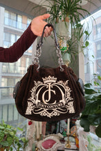 Load image into Gallery viewer, Vintage Juicy Couture Brown Velour Shoulder Bag with Crest Embroidery
