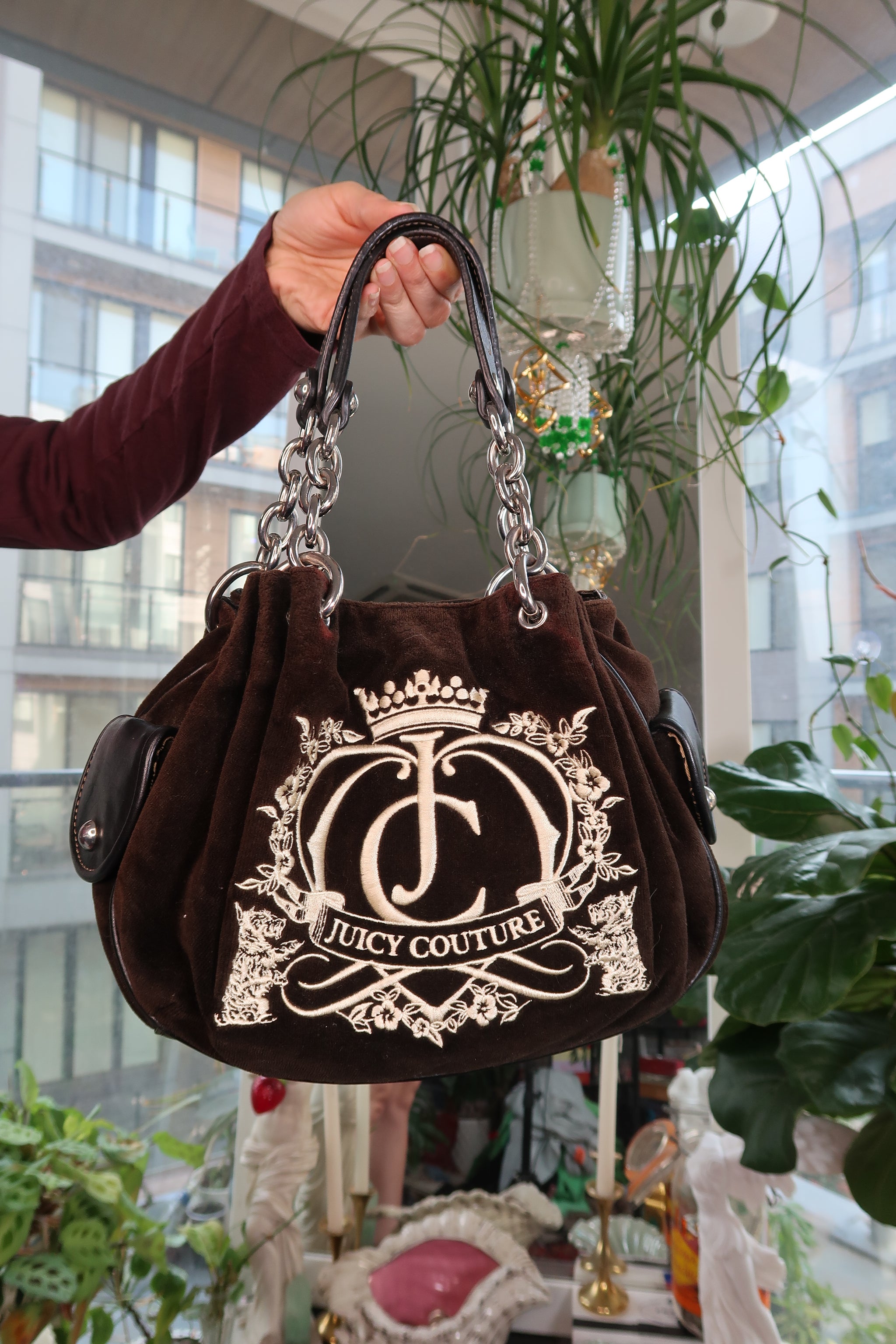 Juicy couture crossbody bag dark brown leather Juicy Couture brown and black crossbody bag | Depop main image 2