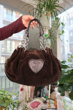Load image into Gallery viewer, Vintage Juicy Couture Brown Velour Shoulder Bag with Crest Embroidery
