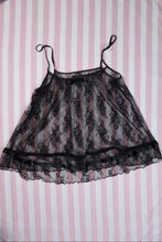 Load image into Gallery viewer, Vintage 2000s Victoria’s Secret Sheer Black Lace Babydoll Camisole Top
