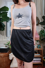 Load image into Gallery viewer, Vintage Black Sheer Slip Skirt Half Slip with Lace Hem
