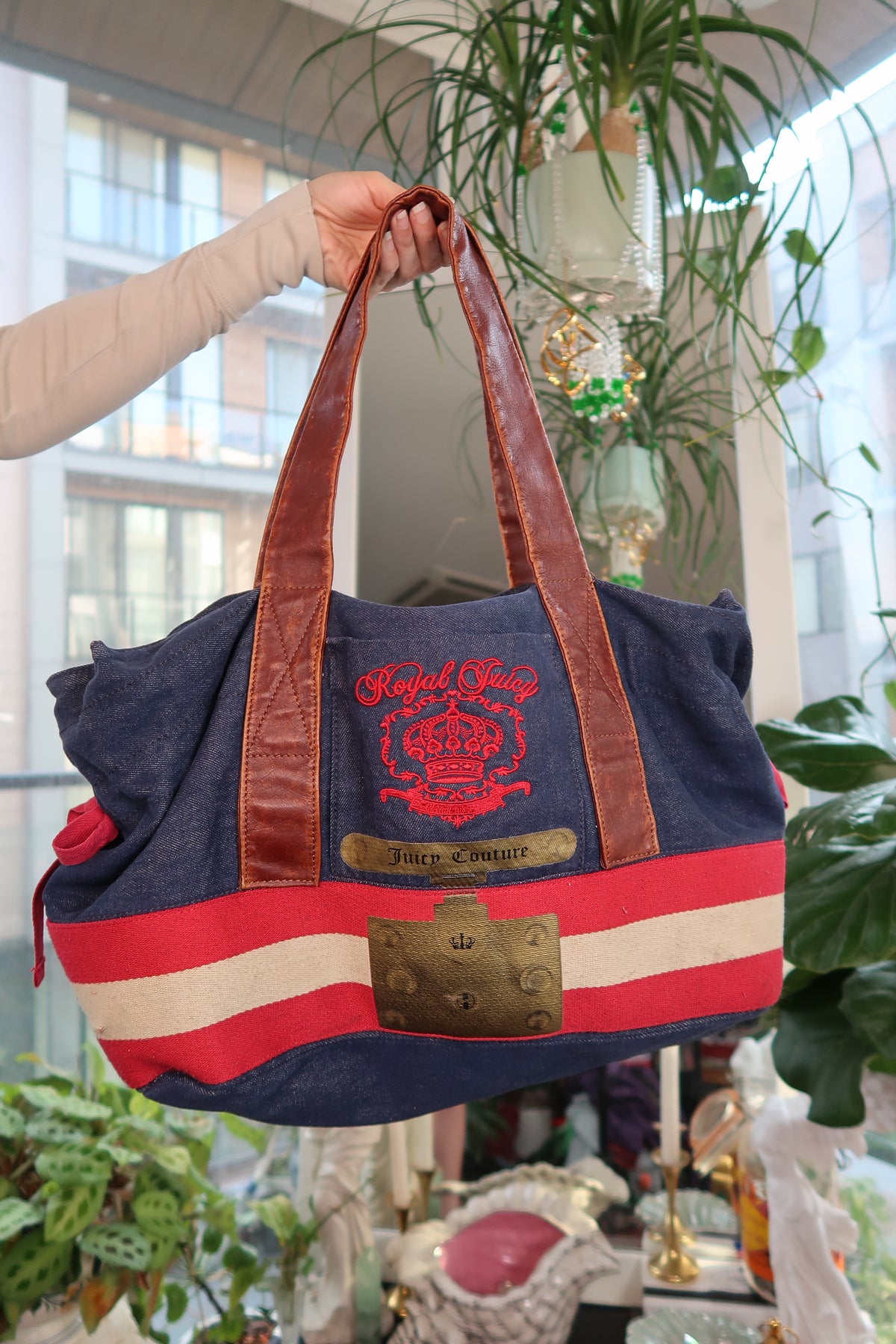 Vintage Juicy Couture “Royal Juicy” Denim & Canvas Tote Bag