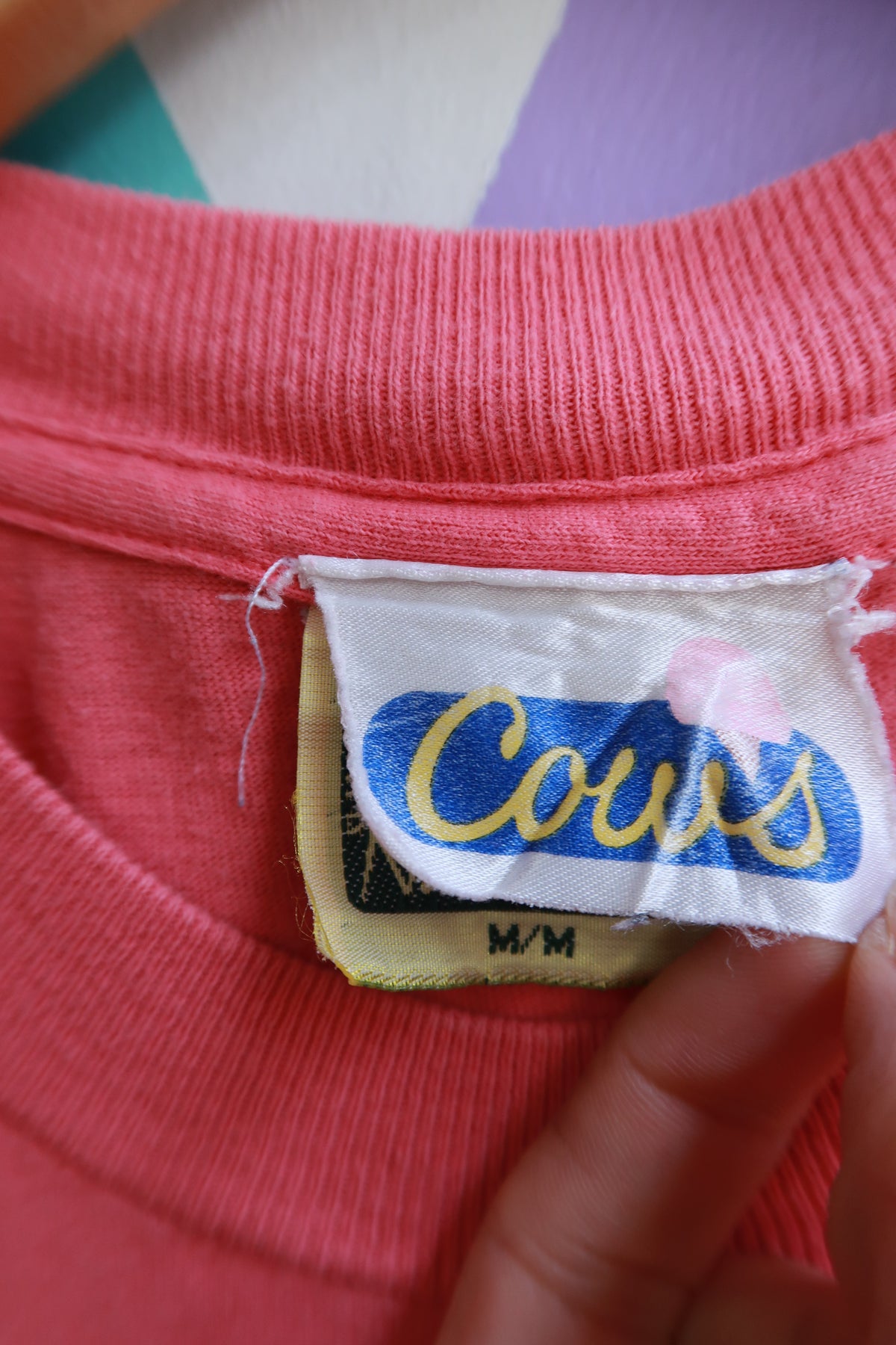 Vintage 90s Cow’s Homemade Ice Cream Graphic Tee by Elektra Vintage, featuring a colorful cow and ice cream design on soft cotton fabric.