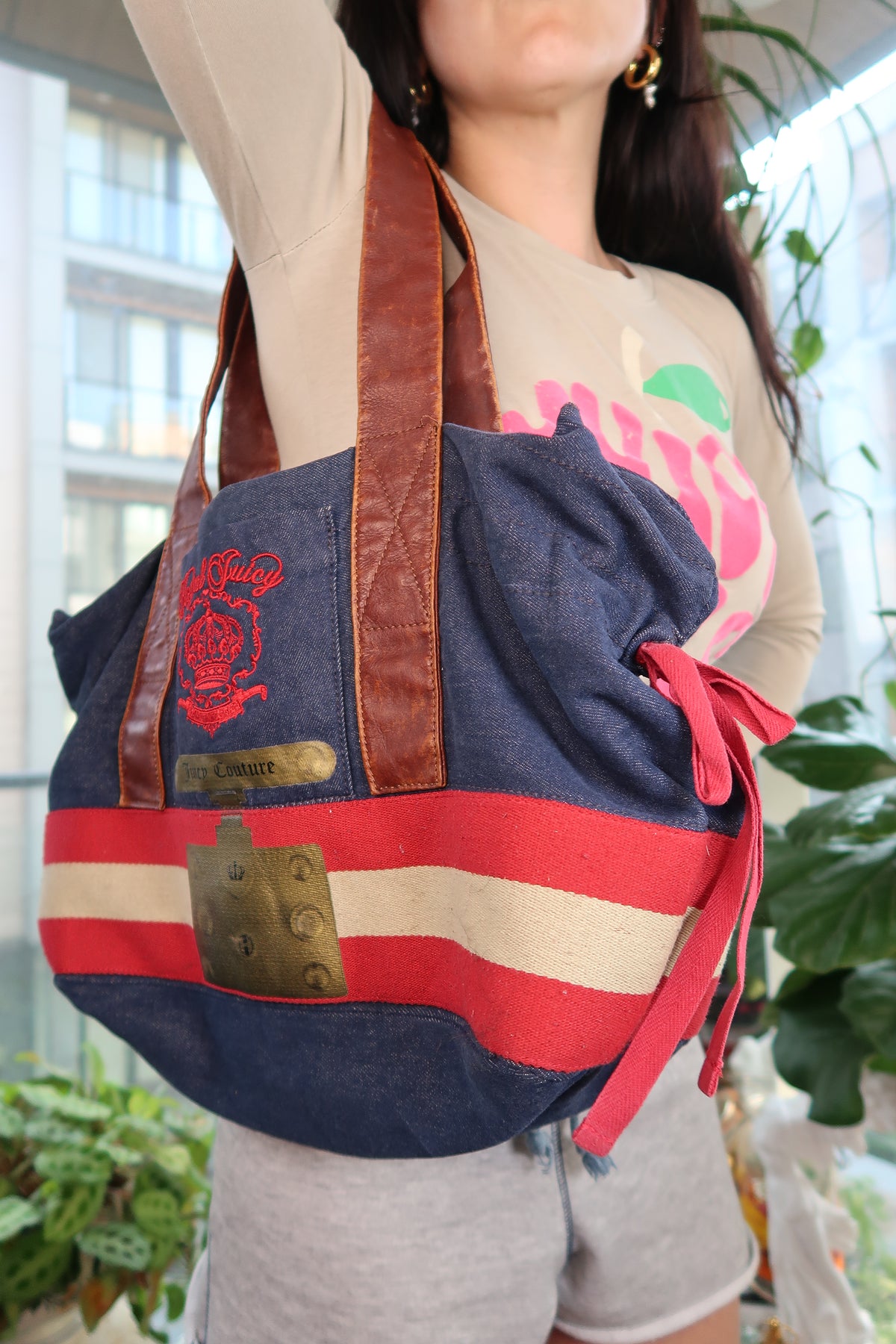 Vintage Juicy Couture “Royal Juicy” Denim & Canvas Tote Bag