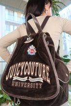 Load image into Gallery viewer, Vintage Juicy Couture “University” Backpack – Brown Velour with Crest Patch

